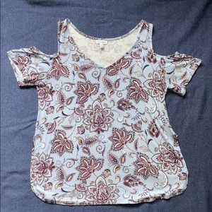 Stretchy Blue Floral Print Blouse